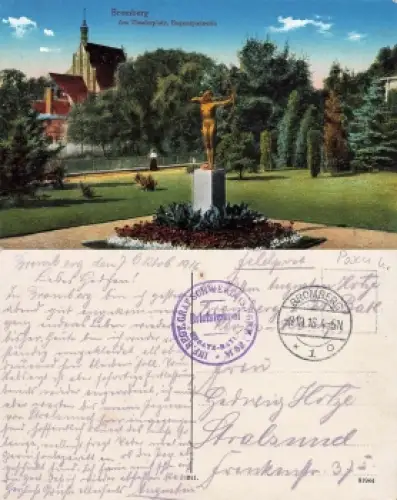 Bromberg Posen Theaterplatz Bogenschützin Bydgoszcz Feldpost 1916