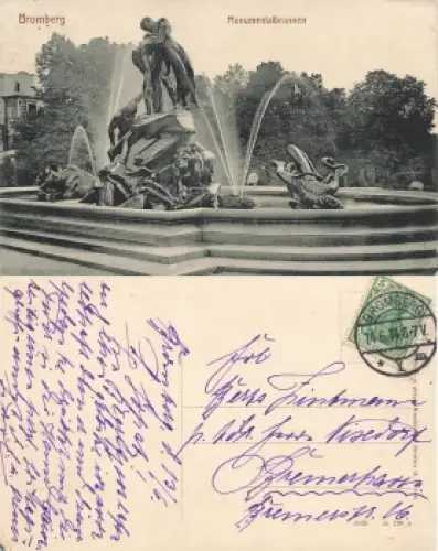 Bromberg Posen Monumentalbrunnen Bydgoszcz o 1914