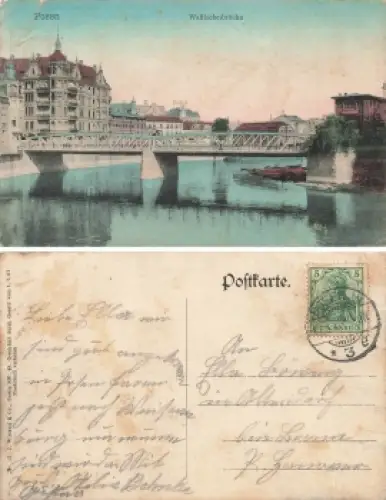 Posen  Wallischebrücke Poznan o 1908