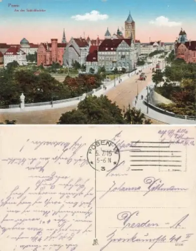 Posen An der Schlossbrücke Poznan o 1916