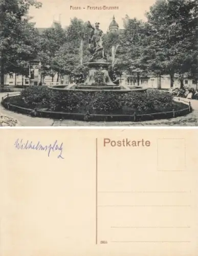 Posen Wilhelmsplatz Perseus Brunnen Poznan * um 1910