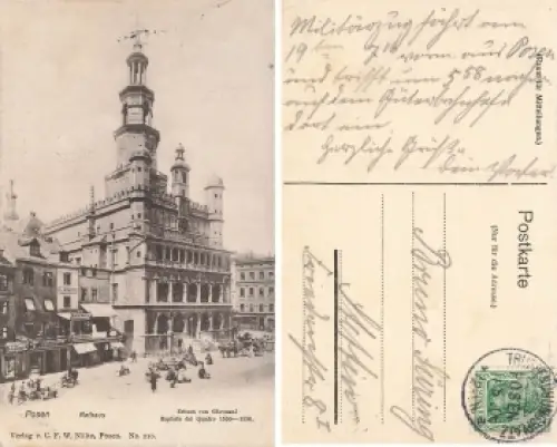 Posen Rathaus Poznan o Truppenübungsplatz 17.6.1908