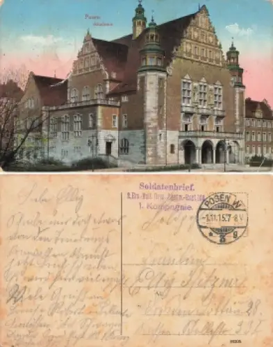 Posen Akademie Poznan Feldpost 1917 2.Ers.-Batl. Gren. Landw.-Regt. 100 1. Kompagnie