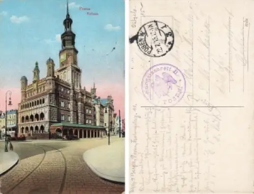 Posen Rathaus Poznan Feldpost 1915 Festungslazarett XI