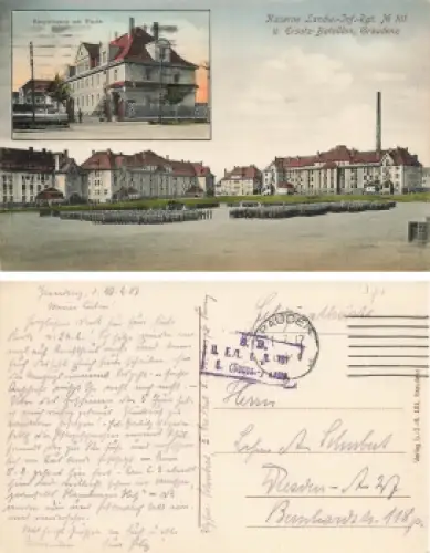 Graudenz Westpreussen Kaserne Landw. Inf. Rgt 101 Grudziadz o 1917