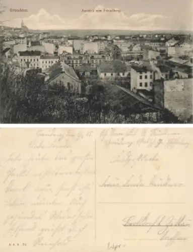 Graudenz Westpreussen vom Schlossberg Grudziadz gebraucht 1915