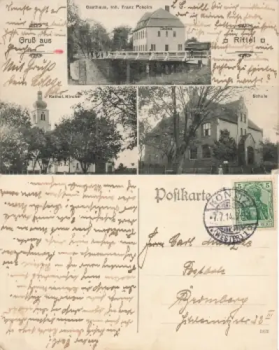 Rittel Westpreussen Gasthaus Schule Rytel o 1914