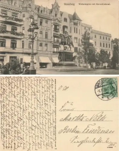 Bromberg Posen Weltzienplatz mit Kaiserdenkmal  Bydgoszcz o 1915