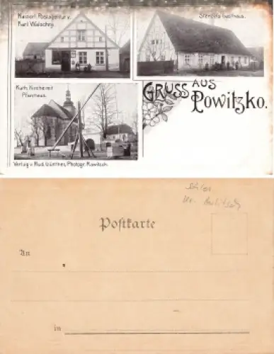 Powitzko Schlesien Postamt Gasthaus Powidzko * um 1900