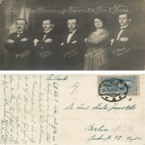 Original Wiener Stimmungs-Ensemble Dir. E. Haas Michel 23 Oberschlesien Einzelfrankatur o Leobschütz 1921