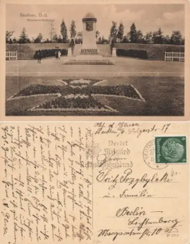 Beuthen Oberschlesien Bismarckdenkmal Bytom o 1937
