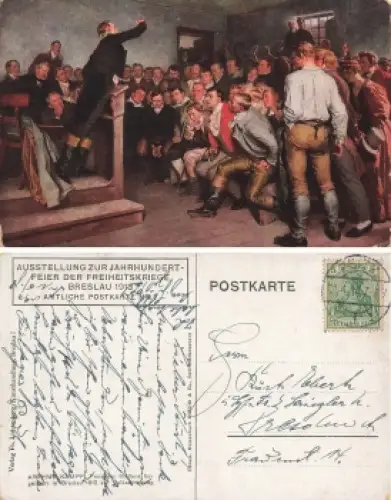 Breslau Schlesien Jahrhundertfeier der Freiheitskriege 1913 Postkarte Nr.7 Wroclaw o 1914