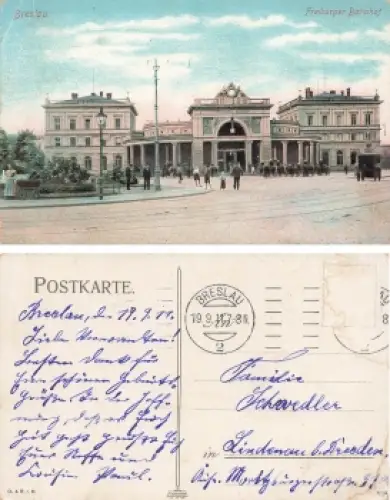 Breslau Schlesien Freiburger Bahnhof Wroclaw o 1911