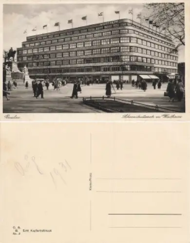 Breslau Schlesien Schweidnitzerstrasse mit Wertheim Kaufhaus Wroclaw * 1930
