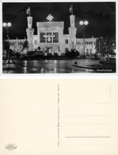 Breslau Schlesien Hauptbahnhof im NS-Schmuck Wroclaw * 1935