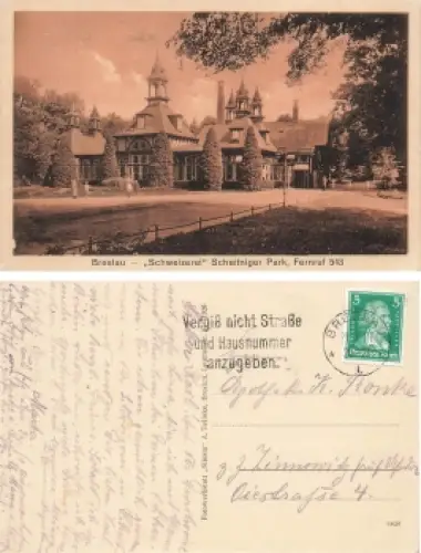 Breslau Schlesien Schweizerei Scheitniger Park Wroclaw o 1927