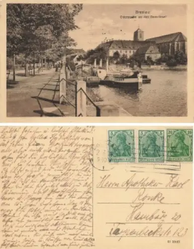 Breslau Schlesien Oderpartie an der Dom Insel Wroclaw o 1921