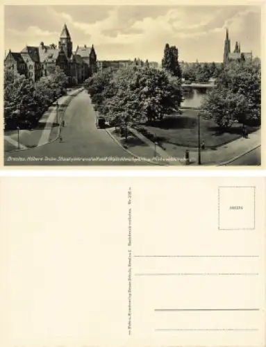 Breslau Schlesien Technische Staatslehranstalt mit Waschteichpark Wroclaw * um 1930