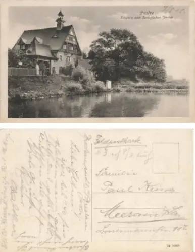 Breslau Schlesien Eingang zum Zoologischen Garten Wroclaw gebraucht um 1915