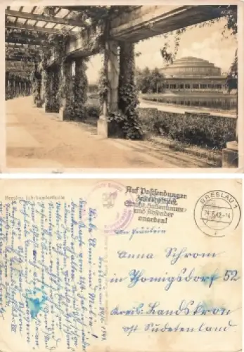 Breslau Schlesien Jahrhunderthalle Wroclaw Feldpost 2. Verfügungskompagnie Betriebsstoffkommando o 1942
