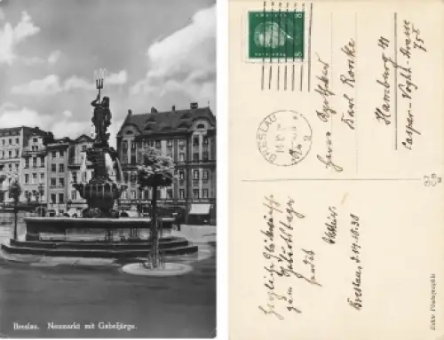 Breslau Schlesien Neumarkt mit Gabeljürge Wroclaw o 1930