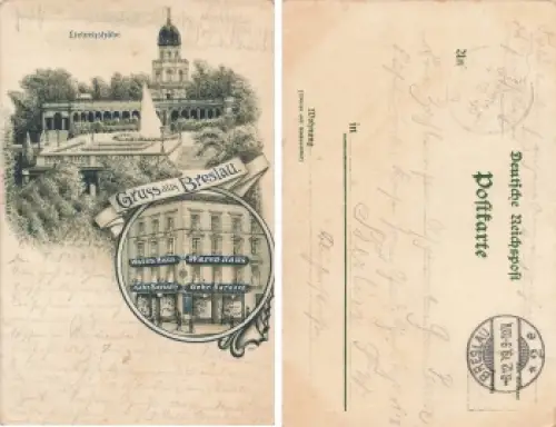 Breslau Schlesien Litho Warenhaus Gebr. Barasch Wroclaw o 1899