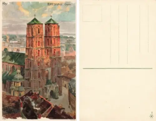 Breslau Schlesien Dom Künstlerkarte Kley Wroclaw * um 1910