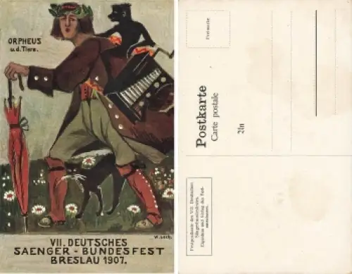 Breslau Schlesien VII Deutsches Sänger Bundesfest 1907 Wroclaw Laierkasten Drehorgel