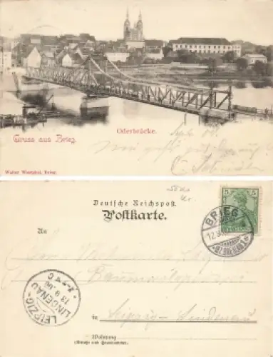 Brieg Schlesien Oderbrücke Brzeg o 1900
