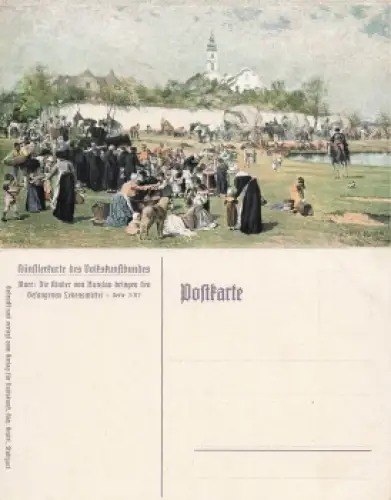 Bunzlau Schlesien Künstlerkarte der Volkskunstbundes Carl Marr Boleslawiec * um 1935