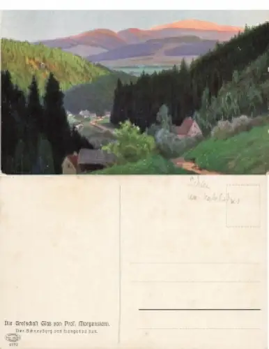 Schneeberg von Langenau Schlesien Grafschaft Glatz Künstlerkarte Morgenstern Snieżznik Klodzki * um 1920