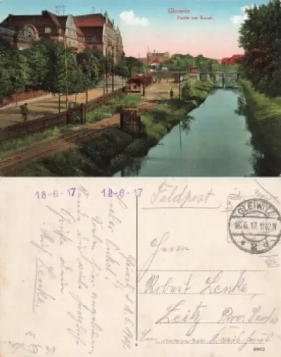 Gleiwitz Oberschlesien Partie am Kanal Gliwice o 1917