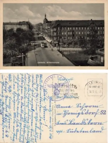 Gleiwitz Oberschlesien Wilhelmstrasse Gliwice Feldpost 1. Standortbtl. 3.b.V. o 1943