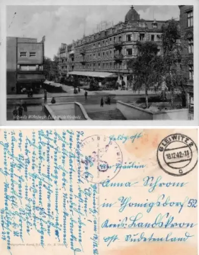 Gleiwitz Oberschlesien Wilhelmstrasse Ecke Wilde Klodnitz Gliwice Feldpost 1. Standortbtl. 3.b.V. o 1942