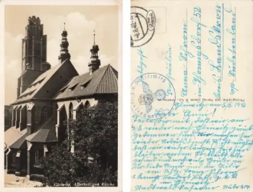 Gleiwitz Oberschlesien Kirche Gliwice Feldpost 1. Standortbtl. 3.b.V. o 1942