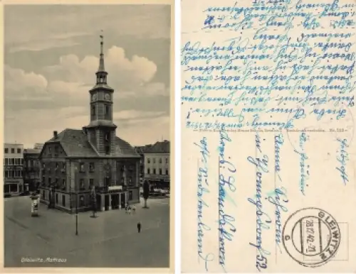 Gleiwitz Oberschlesien Rathaus  Gliwice Feldpost 1. Standortbtl. 3.b.V. o 1942