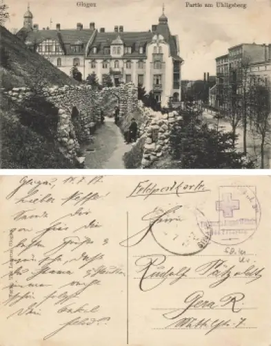 Glogau Schlesien Uhlisberg Glogów Feldpost Vereinslazarttzug L3 1917