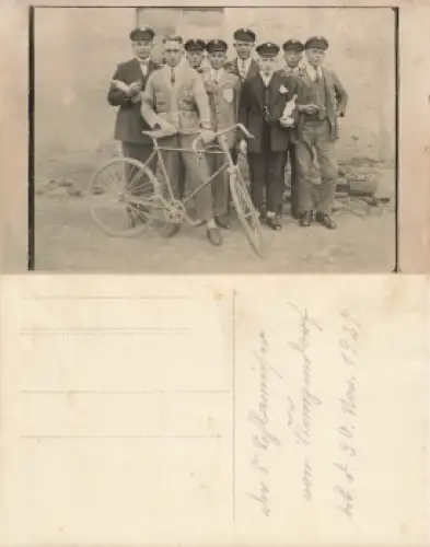 Kunzendorf Kreis Glogau Schlesien die 8 Stallmeister mit Fahrrad Sieroszowice  1927