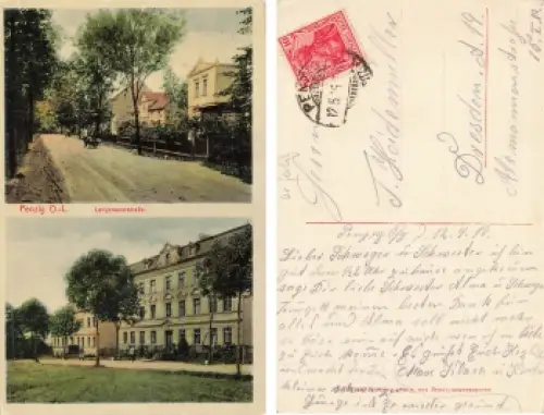 Penzig Oberlausitz Schlesien Langenauerstrasse Piensk o 1919
