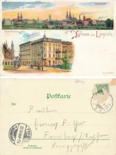Liegnitz Schlesien Litho Hotel National Legnica o 1898