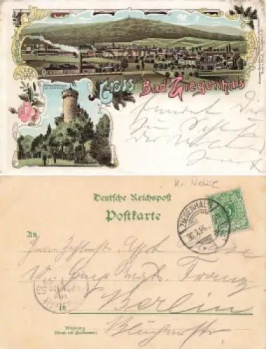 Bad Ziegenhals Schlesien Litho Glucholazy o 1899