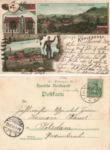 Kohlendorf bei Neurode Schlesien Anna Schacht Gasthaus Litho Kolno Nowa Ruda o 1900