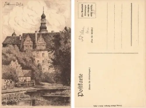 Oels Schlesien Schloss Künstlerkarte Fahr Olesnica * um 1920