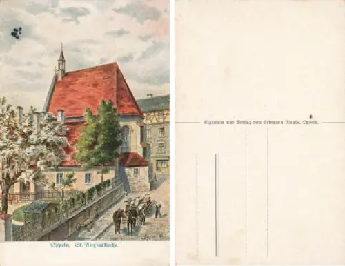Oppeln Oberschlesien St. Alxiuskirche  Künstlerkarte Raabe Opole * um 1920