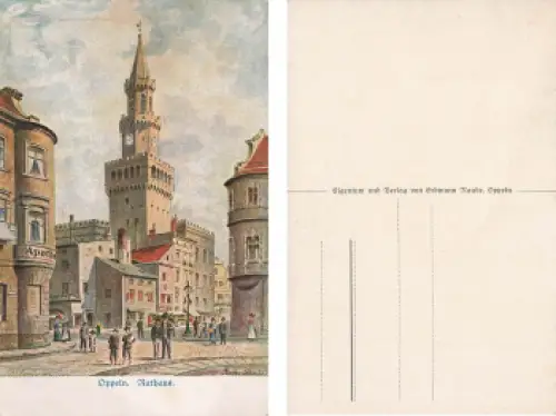 Oppeln Oberschlesien Rathaus Künstlerkarte Raabe Opole * um 1920