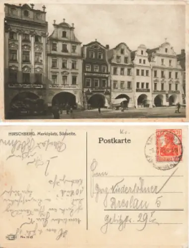Hirschberg Schlesien Marktplatz Jelenia Gora  o 1918