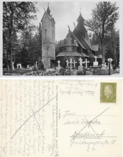 Brückenberg Riesengebirge Schlesien Kirche Wang Bierutowice gebraucht 1932