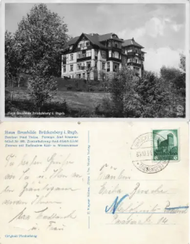 Brückenberg Riesengebirge Schlesien Haus Brunhilde Bierutowice o 1934