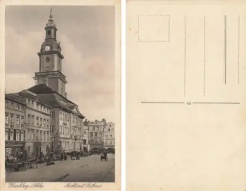 Hirschberg Riesengebirge Schlesien Markt mit Rathaus Jelenia Gora * um 1920