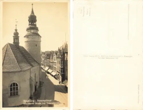 Hirschberg Riesengebirge Schlesien Schildauer Strasse mit Annenkirche Jelenia Gora * um 1930